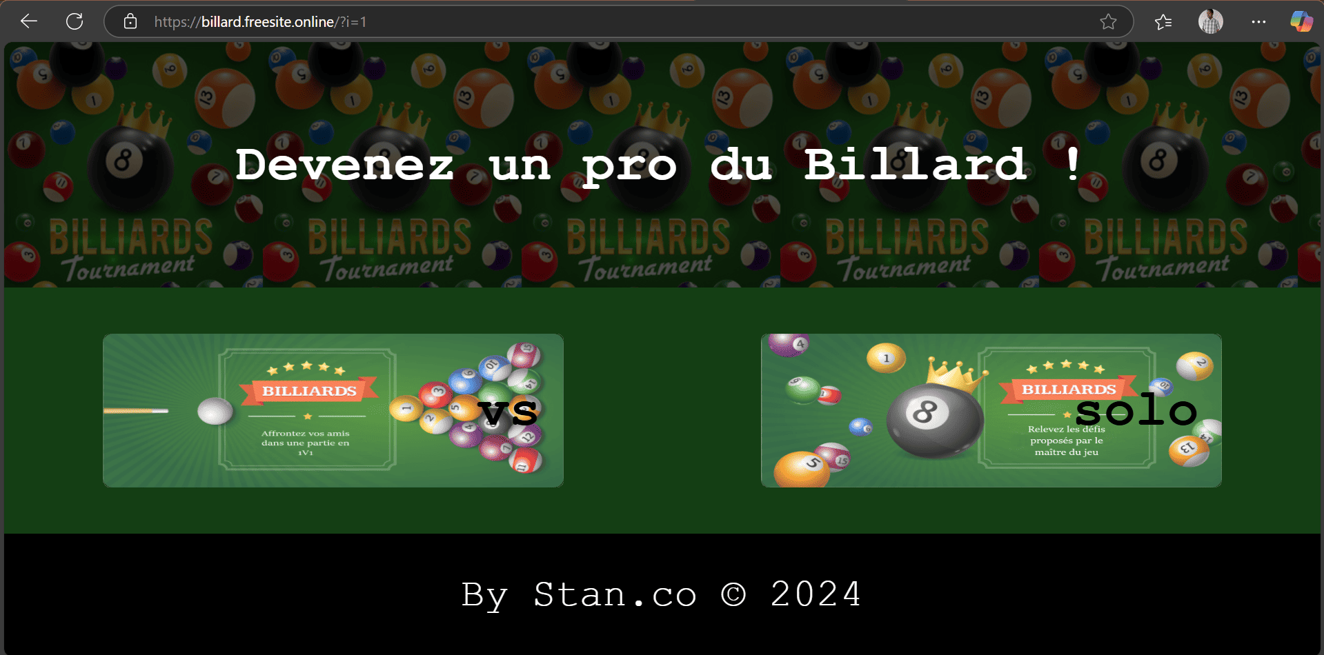 Capture d'écran de Billard 2D by Stan.co